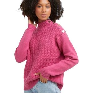 Draper James Cable Knit Turtleneck Sweater in Raspberry Pink Size XL